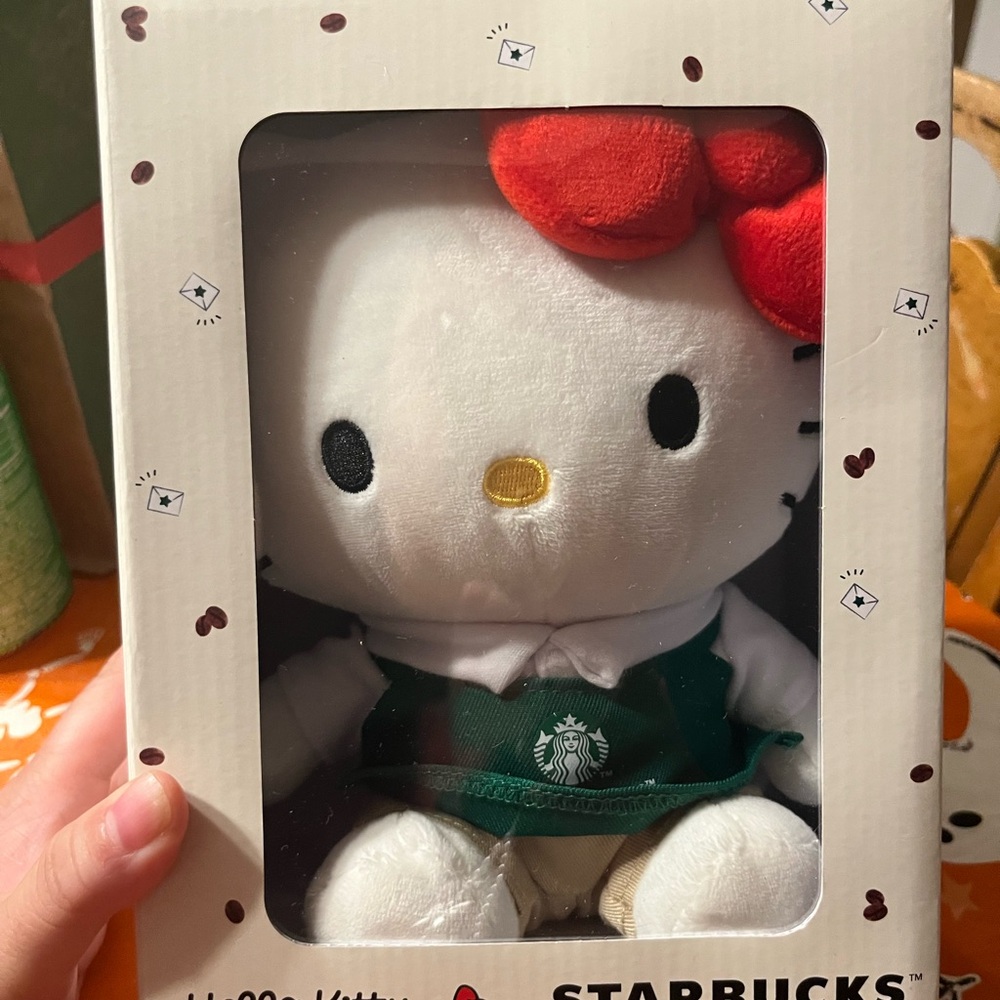 Starbucks Hello Kitty Plush Box with Coffee Bean Design